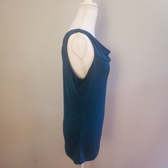 NWOT The Limited S Sleeveless Cowl Neck Teal Blue Blouse Top Small - Picture 3 of 6